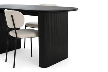 Noira Matgrupp rektangulärt 180 cm Svart med 6 Gemmiano Matstolar - Svartlaserad ek - Möbler - Matplats - Matgrupp & matbord med stolar