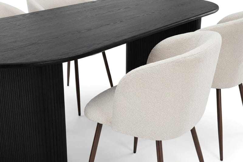 Noira Matgrupp rektangulärt 180 cm Svart med 6 Greya Matstolar - Svart - Möbler - Matplats - Matgrupp & matbord med stolar