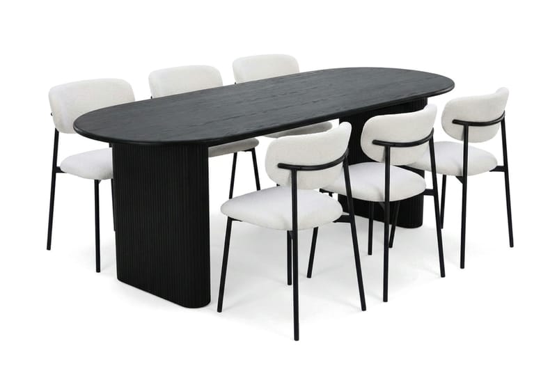 Noira Matgrupp rektangulärt 180 cm Svart med 6 Lucy Matstolar - Svart - Möbler - Matplats - Matgrupp & matbord med stolar