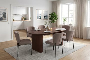 Noira Matgrupp rektangulärt 180 cm Valnöt med 6 Elsie Matstolar - Valnöt - Möbler - Matplats - Matgrupp & matbord med stolar