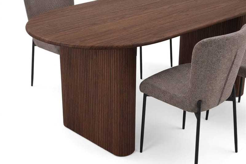 Noira Matgrupp rektangulärt 180 cm Valnöt med 6 Elsie Matstolar - Valnöt/Grå - Möbler - Matplats - Matgrupp & matbord med stolar