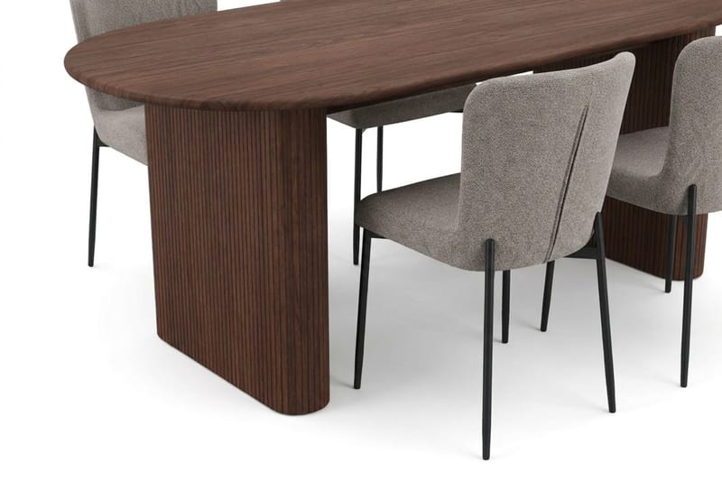 Noira Matgrupp rektangulärt 180 cm Valnöt med 6 Elsie Matstolar - Valnöt/Ljusgrå - Möbler - Matplats - Matgrupp & matbord med stolar