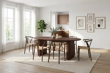 Noira Matgrupp rektangulärt 180 cm Valnöt med 6 Elysia Matstolar - Valnöt - Möbler - Matplats - Matgrupp & matbord med stolar