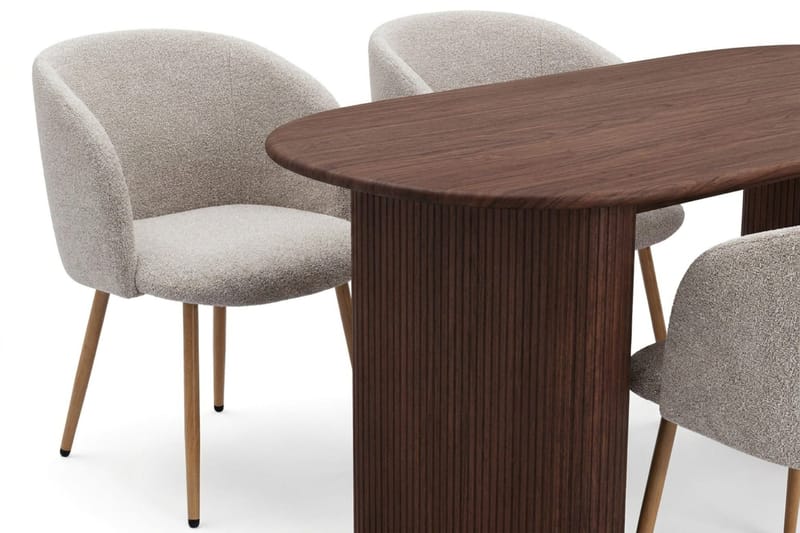Noira Matgrupp rektangulärt 180 cm Valnöt med 6 Greya Matstolar - Valnöt - Möbler - Matplats - Matgrupp & matbord med stolar