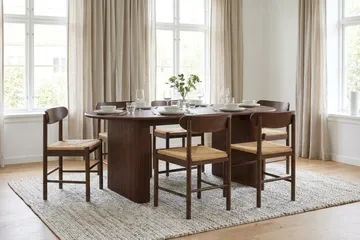 Noira Matgrupp rektangulärt 180 cm Valnöt med 6 Malte Matstolar - Valnöt - Möbler - Matplats - Matgrupp & matbord med stolar