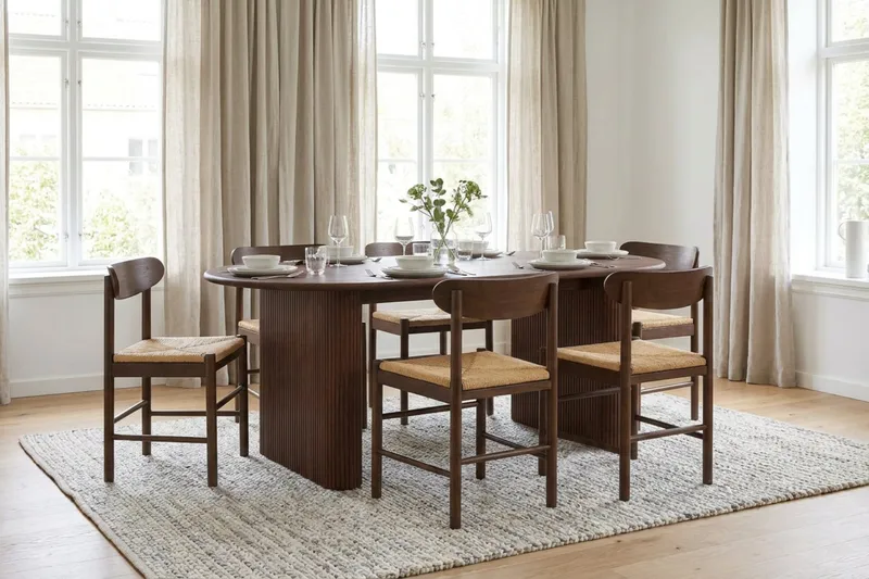 Noira Matgrupp rektangulärt 180 cm Valnöt med 6 Malte Matstolar - Möbler - Matplats - Matgrupp & matbord med stolar