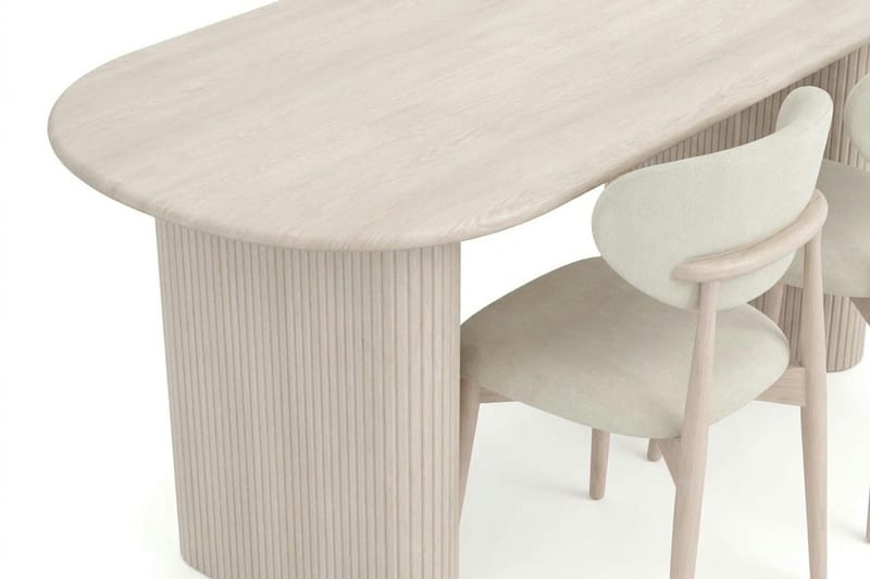 Noira Matgrupp rektangulärt 180 cm Vitlaserad med 6 Molly Matstolar - Vitlaserad - Möbler - Matplats - Matgrupp & matbord med stolar