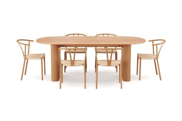Noira Matgrupp rektangulärt 220 cm Ek med 6 Elysia Matstolar - Ek - Möbler - Matplats - Matgrupp & matbord med stolar