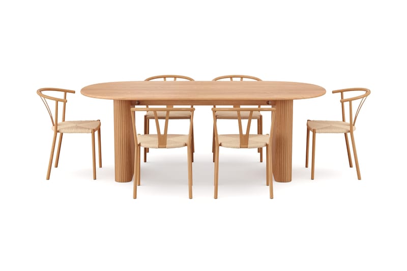 Noira Matgrupp rektangulärt 220 cm Ek med 6 Elysia Matstolar - Ek - Möbler - Matplats - Matgrupp & matbord med stolar