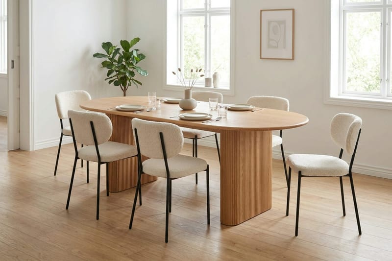 Noira Matgrupp rektangulärt 220 cm Ek med 6 Gemmiano Matstolar - Ek - Möbler - Matplats - Matgrupp & matbord med stolar