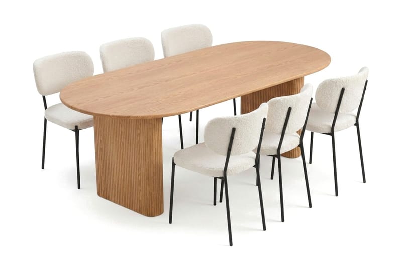 Noira Matgrupp rektangulärt 220 cm Ek med 6 Gemmiano Matstolar - Ek - Möbler - Matplats - Matgrupp & matbord med stolar