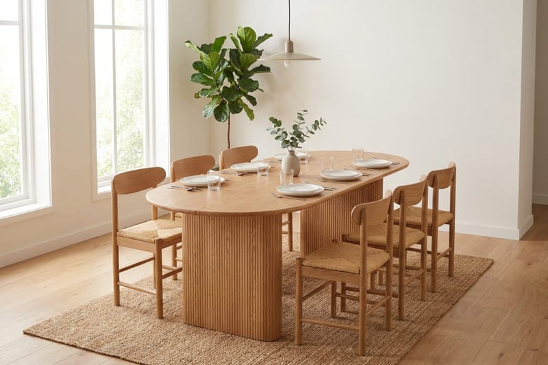 Noira Matgrupp rektangulärt 220 cm Ek med 6 Malte Matstolar - Möbler - Matplats - Matgrupp & matbord med stolar