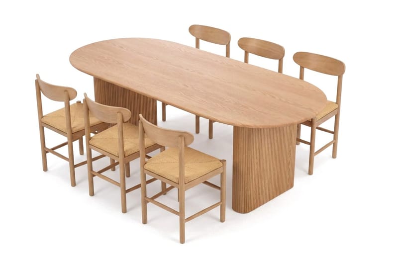 Noira Matgrupp rektangulärt 220 cm Ek med 6 Malte Matstolar - Möbler - Matplats - Matgrupp & matbord med stolar