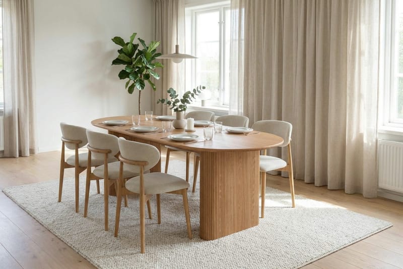 Noira Matgrupp rektangulärt 220 cm Ek med 6 Molly Matstolar - Ek - Möbler - Matplats - Matgrupp & matbord med stolar