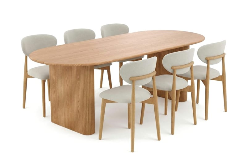Noira Matgrupp rektangulärt 220 cm Ek med 6 Molly Matstolar - Ek - Möbler - Matplats - Matgrupp & matbord med stolar