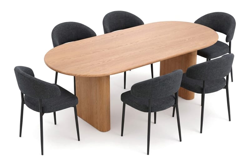 Noira Matgrupp rektangulärt 220 cm Ek med 6 Sawako Matstolar - Ek - Möbler - Matplats - Matgrupp & matbord med stolar
