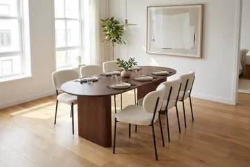 Noira Matgrupp rektangulärt 220 cm med 6 Gemmiano Matstolar - Valnöt - Möbler - Matplats - Matgrupp & matbord med stolar