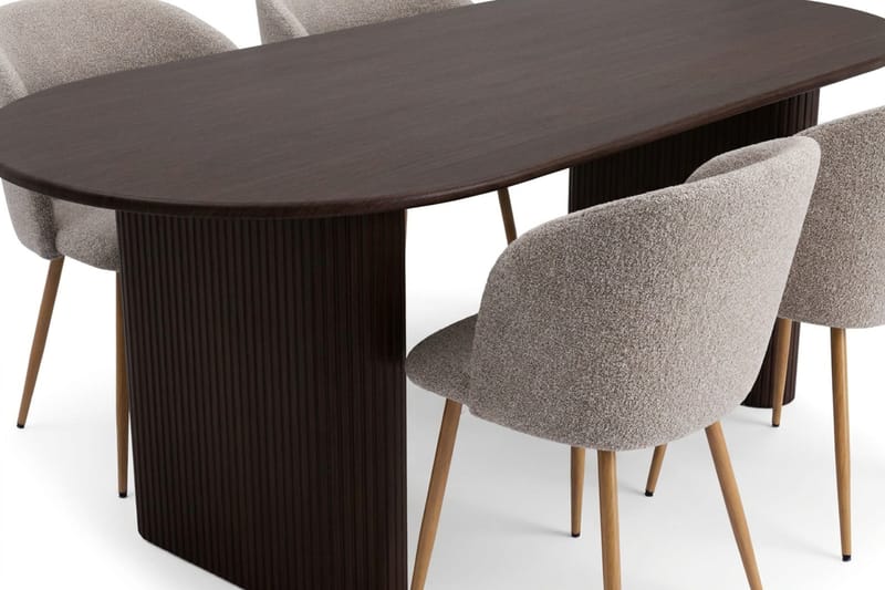 Noira Matgrupp rektangulärt 220 cm med 6 Greya Matstolar - Rökt ek - Möbler - Matplats - Matgrupp & matbord med stolar