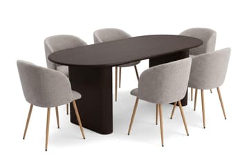 Noira Matgrupp rektangulärt 220 cm med 6 Greya Matstolar - Rökt ek - Möbler - Matplats - Matgrupp & matbord med stolar