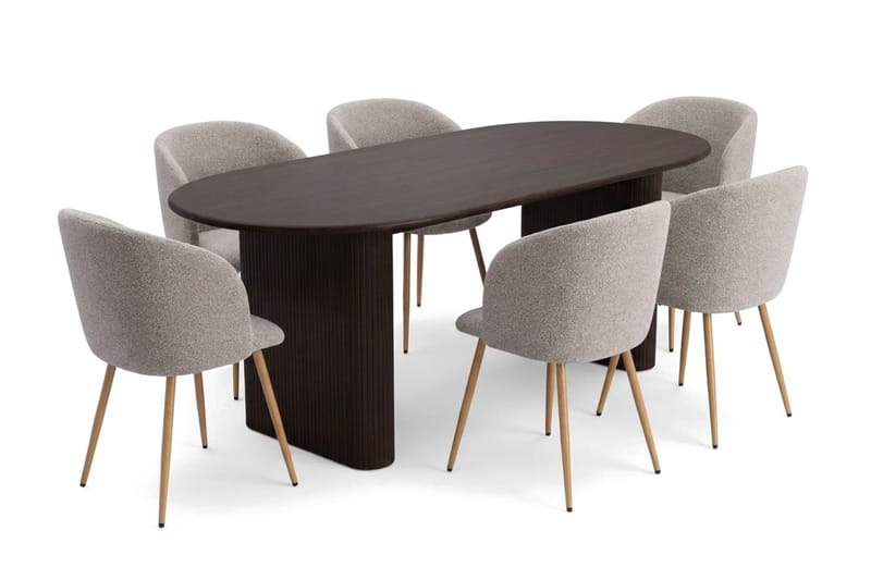 Noira Matgrupp rektangulärt 220 cm med 6 Greya Matstolar - Rökt ek - Möbler - Matplats - Matgrupp & matbord med stolar