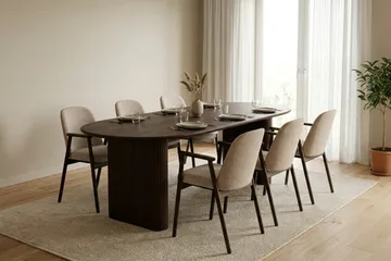 Noira Matgrupp rektangulärt 220 cm Rökt Ek med 6 Reciclar Matstolar - Rökt ek - Möbler - Matplats - Matgrupp & matbord med stolar