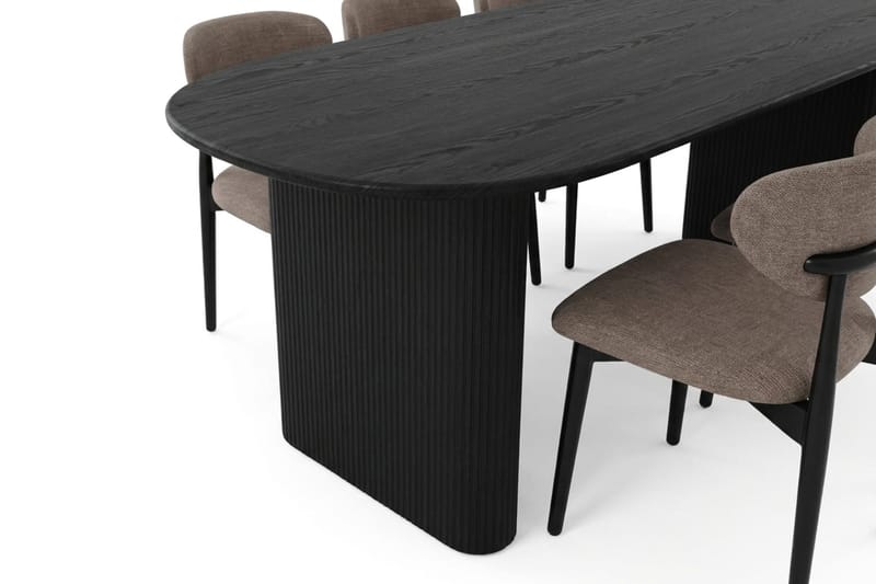 Noira Matgrupp rektangulärt 220 cm Svart med 6 Molly Matstolar - Svart - Möbler - Matplats - Matgrupp & matbord med stolar