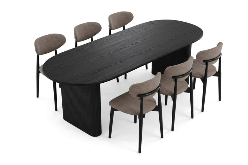 Noira Matgrupp rektangulärt 220 cm Svart med 6 Molly Matstolar - Svart - Möbler - Matplats - Matgrupp & matbord med stolar