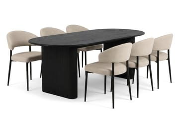 Beige|Svart - Svartlaserad ek
