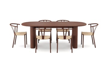 Noira Matgrupp rektangulärt 220 cm Valnöt med 6 Elysia Matstolar - Valnöt - Möbler - Matplats - Matgrupp & matbord med stolar