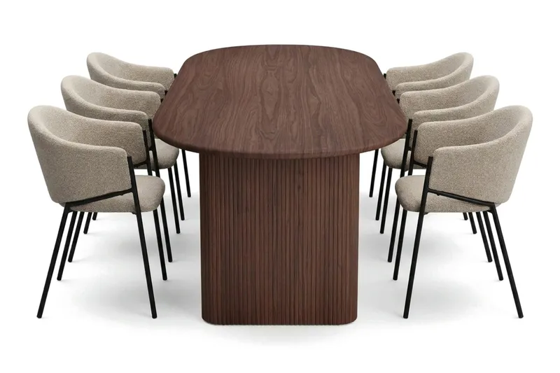 Noira Matgrupp rektangulärt 220 cm Valnöt med 6 Filip Matstolar - Valnöt - Möbler - Matplats - Matgrupp & matbord med stolar