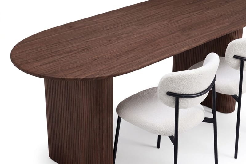 Noira Matgrupp rektangulärt 220 cm Valnöt med 6 Lucy Matstolar - Valnöt/Vit - Möbler - Matplats - Matgrupp & matbord med stolar