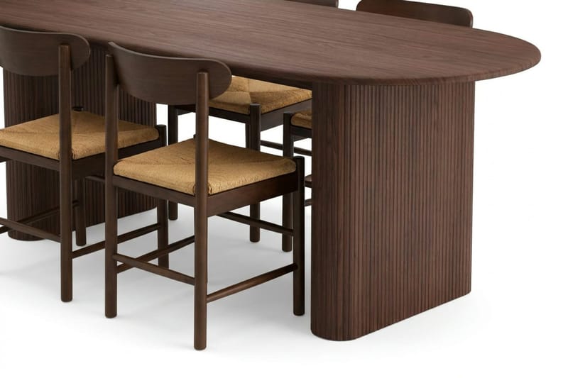 Noira Matgrupp rektangulärt 220 cm Valnöt med 6 Malte Matstolar - Möbler - Matplats - Matgrupp & matbord med stolar