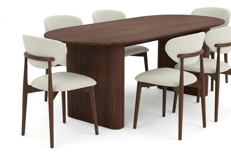 Noira Matgrupp rektangulärt 220 cm Valnöt med 6 Molly Matstolar - Valnöt - Möbler - Matplats - Matgrupp & matbord med stolar