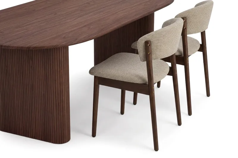 Noira Matgrupp rektangulärt 220 cm Valnöt med 6 Nala Matstolar - Valnöt - Möbler - Matplats - Matgrupp & matbord med stolar