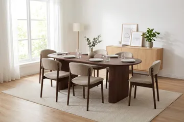 Noira Matgrupp rektangulärt 220 cm Valnöt med 6 Nala Matstolar - Valnöt - Möbler - Matplats - Matgrupp & matbord med stolar