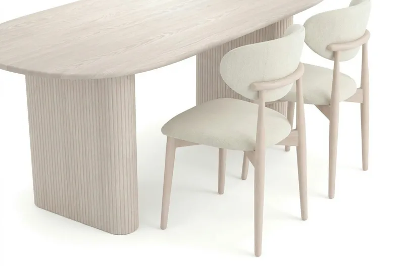 Noira Matgrupp rektangulärt 220 cm Vitlaserad med 6 Molly Matstolar - Vitlaserad - Möbler - Matplats - Matgrupp & matbord med stolar