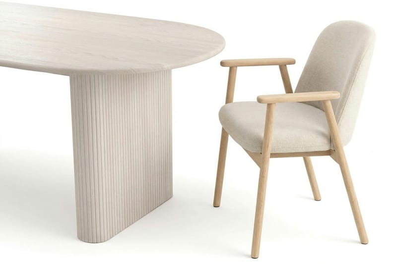 Noira Matgrupp rektangulärt 220 cm Vitlaserad med 6 Reciclar Matstolar - Vitlaserad - Möbler - Matplats - Matgrupp & matbord med stolar