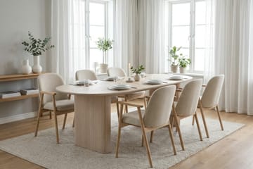 Noira Matgrupp rektangulärt 220 cm Vitlaserad med 6 Reciclar Matstolar - Vitlaserad - Möbler - Matplats - Matgrupp & matbord med stolar