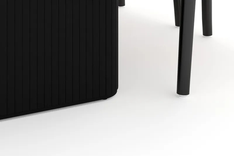Noira Oval matgrupp 220 cm i trä med 6 stolar - svart - Möbler - Matplats - Matgrupp & matbord med stolar