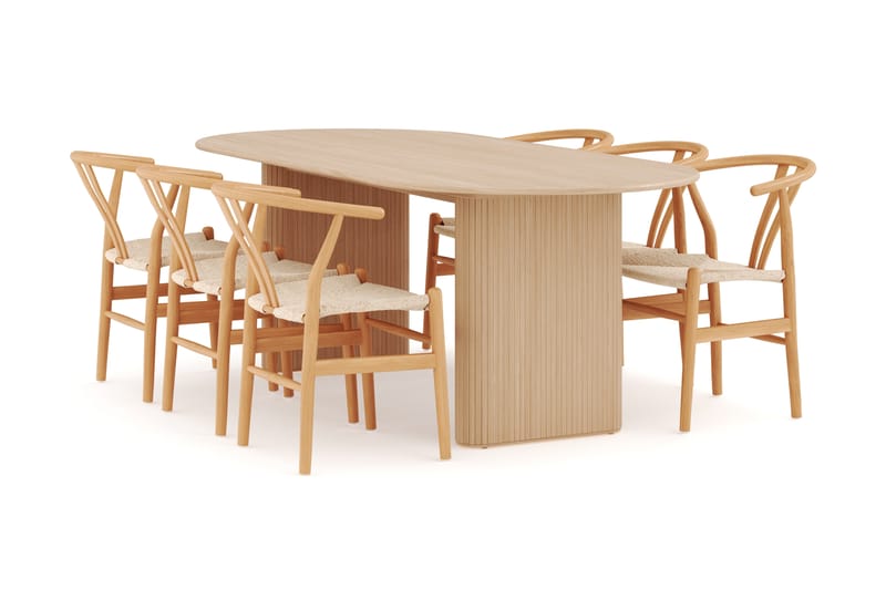 Noira Oval Matgrupp 220 cm med 6 Dastoori Matstolar - Möbler - Matplats - Matgrupp & matbord med stolar