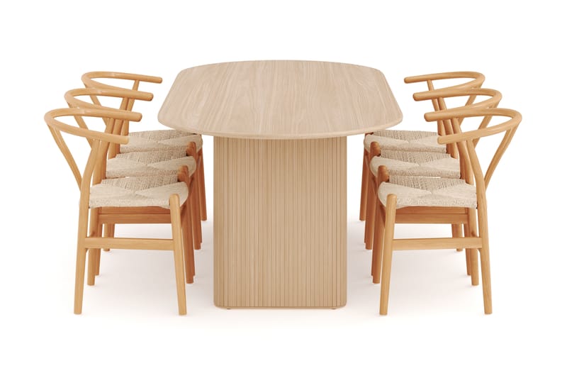 Noira Oval Matgrupp 220 cm med 6 Dastoori Matstolar - Möbler - Matplats - Matgrupp & matbord med stolar