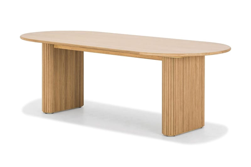 Noira Ovalt Matbord 220 cm EK +  8 st Nibe stol grå med ek ben - Natur/Grå - Möbler - Matplats - Matgrupp & matbord med stolar