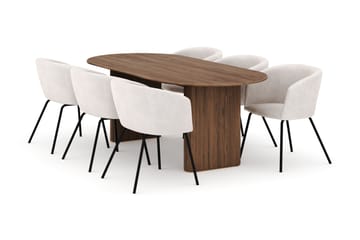 Noira Ovalt Matbord 220 cm med 6 Berit Stolar