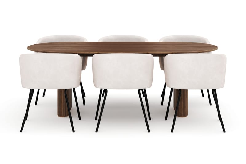 Noira Ovalt Matbord 220 cm med 6 Berit Stolar - Brun - Möbler - Matplats - Matgrupp & matbord med stolar