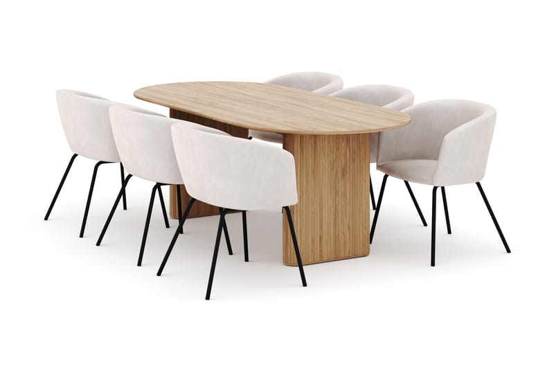 Noira Ovalt Matbord 220 cm med 6 Berit Stolar - Natur - Möbler - Matplats - Matgrupp & matbord med stolar
