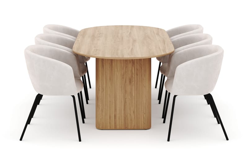 Noira Ovalt Matbord 220 cm med 6 Berit Stolar - Natur - Möbler - Matplats - Matgrupp & matbord med stolar