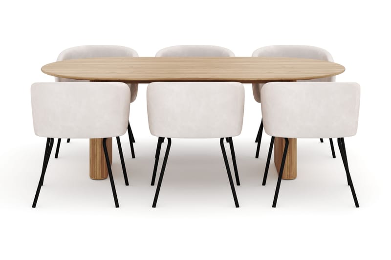 Noira Ovalt Matbord 220 cm med 6 Berit Stolar - Natur - Möbler - Matplats - Matgrupp & matbord med stolar