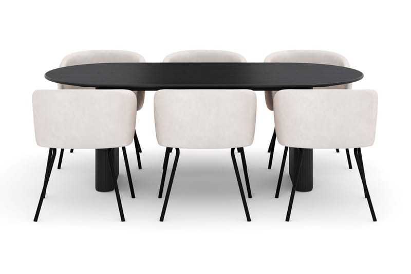 Noira Ovalt Matbord 220 cm med 6 Berit Stolar - Svart - Möbler - Matplats - Matgrupp & matbord med stolar