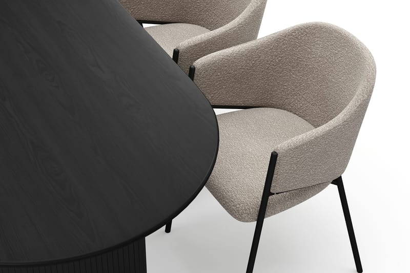 Noira Ovalt Matbord 220 cm med 6 Filip Matstolar - Svart / Taupe Bouclé - Möbler - Matplats - Matgrupp & matbord med stolar