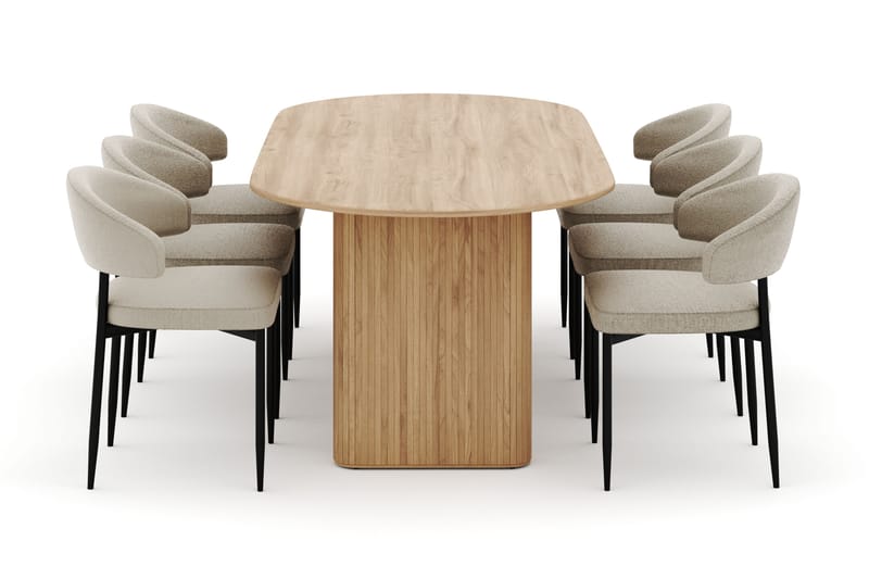 Noira Ovalt Matbord 220 cm med 6 Sawako Stolar - Natur - Möbler - Matplats - Matgrupp & matbord med stolar